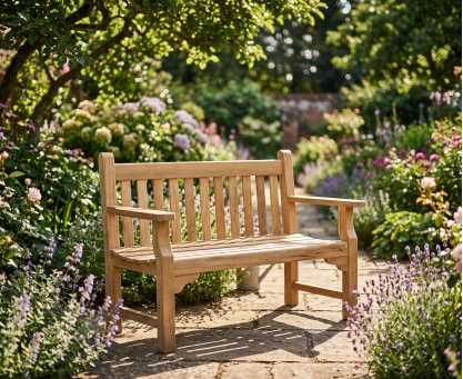 Taverners Teak 4ft Solid Wood Garden Bench – 1.2m