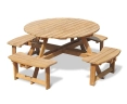 Deluxe Round Picnic Table, Teak Circular Picnic Bench