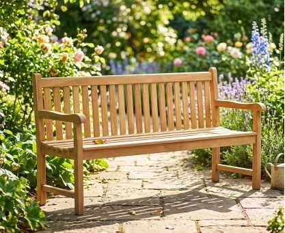York Teak Garden Bench, Flat Pack - 1.8m