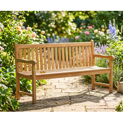 York Teak Garden Bench, Flat Pack - 1.8m