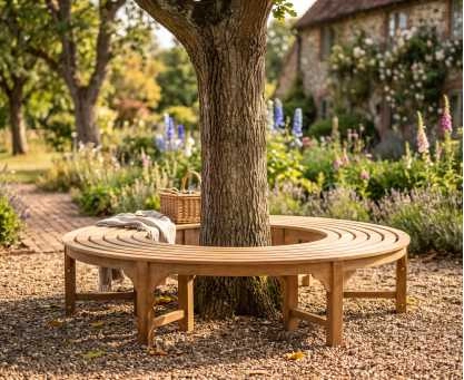 Saturn Teak Circular Backless Tree Bench - 1.9m