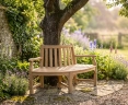 Teak Tree Seat Quarter Bench with Arms - 1.55m