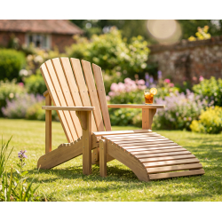 New England Teak Adirondack Chair & Leg Rest