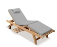Luxury Sun Lounger with cushion, Teak