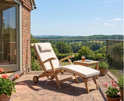 Halo Teak Steamer Chair with wheels and cushion