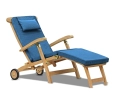 Halo Teak Steamer Chair with wheels and cushion