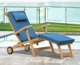 Halo Teak Steamer Chair with wheels and cushion