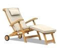 Halo Teak Steamer Chair with wheels and cushion