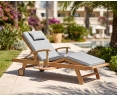 Luxury Teak Sun Lounger with arms and cushion