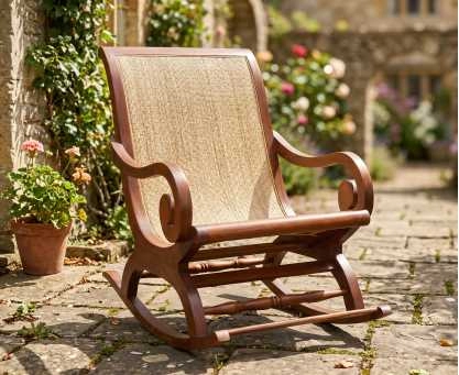 Capri Rattan & Teak Plantation Rocking Chair
