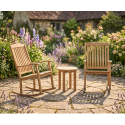 Teak Rocking Chair and Occasional Table Set