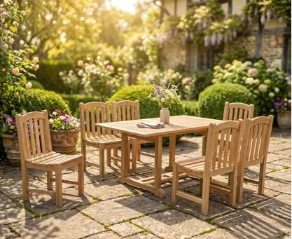 Hilgrove 6 Seater Rectangular Garden Table 1.5m & Clivedon Dining Chairs