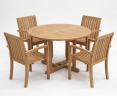 Canfield Round 1.2m Table & 4 Monaco Stacking Chairs, Teak Patio Set