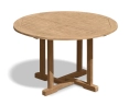 Canfield Round 1.2m Table & 4 Monaco Stacking Chairs, Teak Patio Set