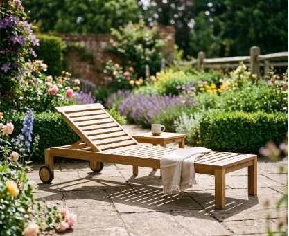 Brompton Teak Reclining Sun Lounger