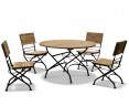 Teak Folding Bistro Round 1.2m Table & 4 Side Chairs