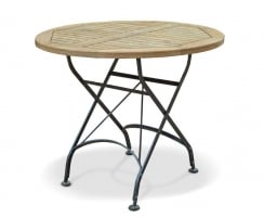 Folding Teak Bistro Table, Round, Black – 0.9m