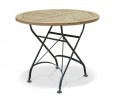 Folding Teak Bistro Table, Round, Black – 0.9m