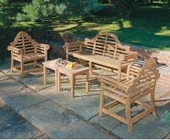 Lutyens-Style 1.95m Bench, Armchairs & Side Tables, Conversation Set