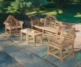 Lutyens-Style 1.95m Bench, Armchairs & Side Tables, Conversation Set