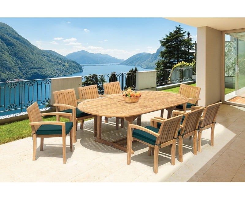 Brompton Extending 1.8 - 2.4m Table & 8 Monaco Stacking Chairs