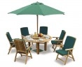 Outdoor Dining Set with Titan Round Table 1.5m & 6 Bali Reclining Chairs