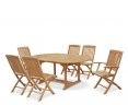 Brompton Extending 1.2 - 1.8m Table & 6 Bali Folding Chairs Teak Set