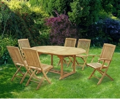 Brompton Extending 1.2 - 1.8m Table & 6 Bali Folding Chairs Teak Set