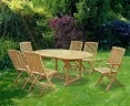 Brompton Extending 1.2 - 1.8m Table & 6 Bali Folding Chairs Teak Set