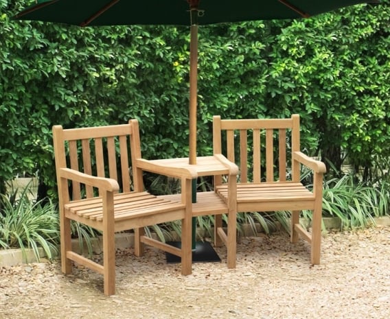 Windsor Teak Companion Seat, Jack and Jill Bench