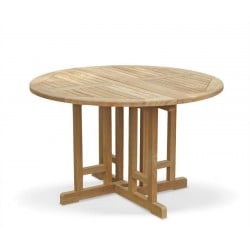 Berrington Teak Garden Drop Leaf Table, Round – 1.2m