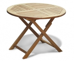 Suffolk Teak Folding Round Garden Table – 1m