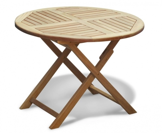 Suffolk Teak Folding Round Garden Table – 1m