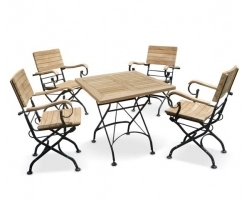 Bistro Teak 4 Seat Square Table and Chairs Set