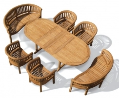 Wimbledon Teak Garden Dining Set – Wide Table