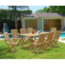 Shelley Outdoor Drop Leaf Table and 8 Rimini Armchairs