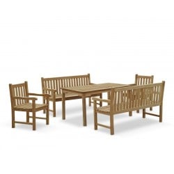 Sandringham Rectangular 1.5m Table & Windsor Benches & Chairs Set