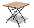 Teak Folding Square Bistro Table, Black – 0.6m