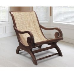 Capri Reclaimed Teak & Rattan Plantation Chair, Lazy Chair