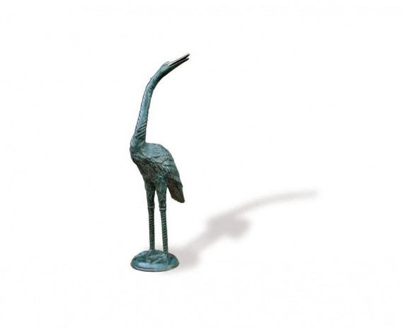 Medium Crane Brass Garden Ornament – Head Up