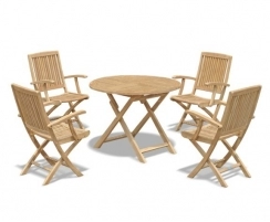 Suffolk Round Folding Garden Table and 4 Rimini Folding Armchairs set