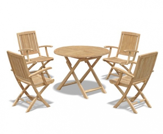Suffolk Round Folding Garden Table And, Round Wooden Folding Garden Table And Chairs