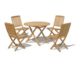 Brompton Extending Table & 6 Bali Folding Chairs Teak Dining Set