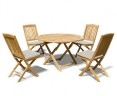 Suffolk Round folding Garden Table and 4 Dining Chairs Set