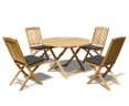 Suffolk Round folding Garden Table and 4 Dining Chairs Set