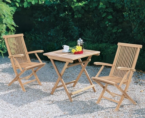 Rimini Square Table 2 Ashdown, Small Wooden Folding Garden Table And Chairs