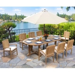 Hilgrove Oval Table 1.2 x 2.6m & Bali Stacking Chairs, 8 Seater Patio Set