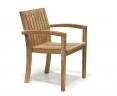 Canfield Round 1.2m Table & 4 Monaco Stacking Chairs, Teak Patio Set