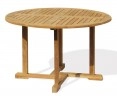 Canfield Round 1.2m Table & 4 Monaco Stacking Chairs, Teak Patio Set