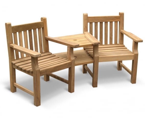 Taverners Teak Companion Seat Tête à Tête Seat